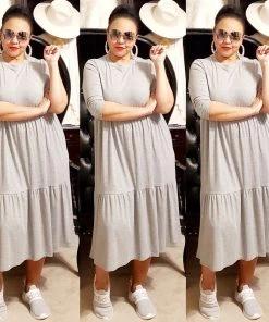 Social Butterfly Collection Grey Plus Size T-Shirt Baby Doll Style Dress 25 Social Butterfly Collection Grey Plus Size T-Shirt Baby Doll Style Dress