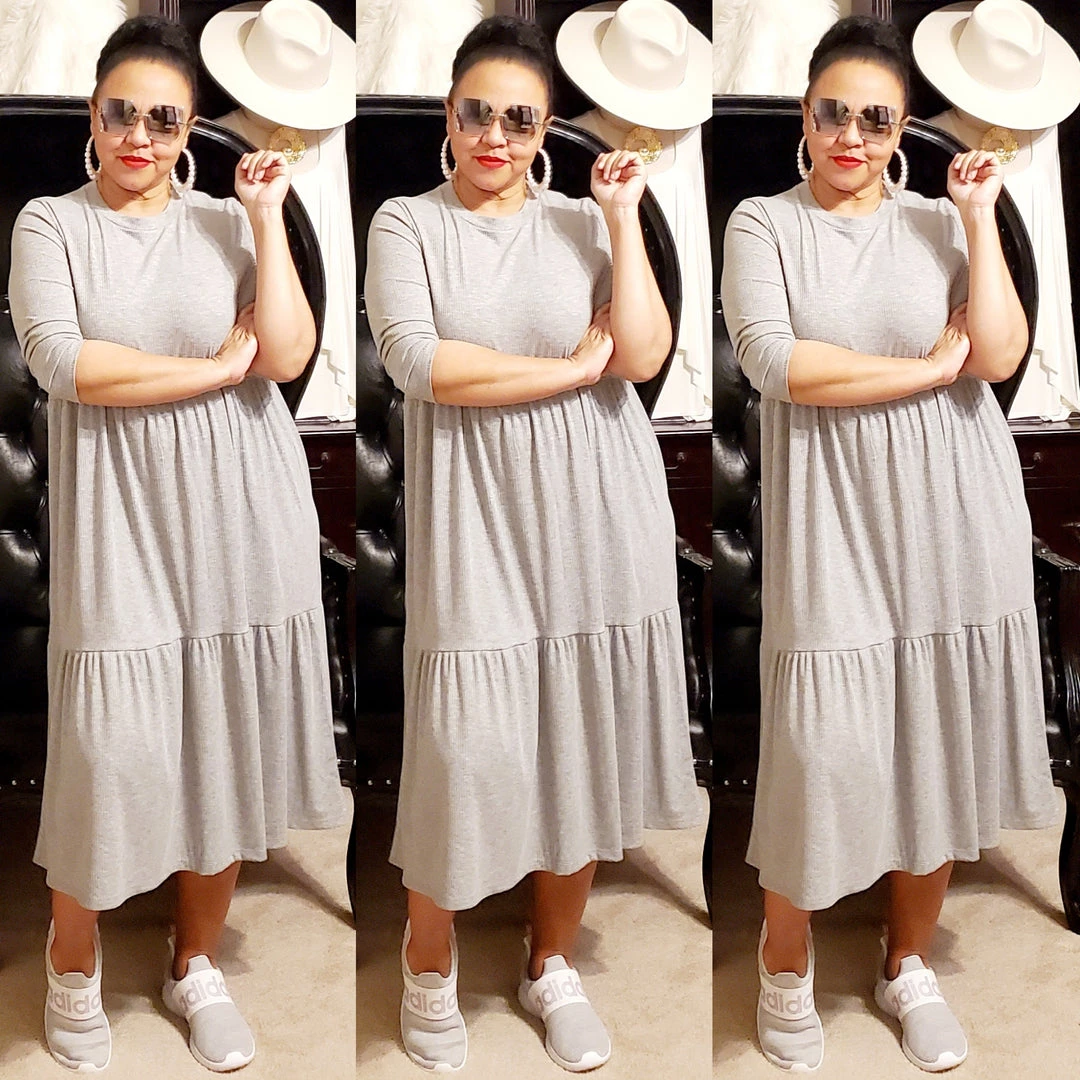 Social Butterfly Collection Grey Plus Size T-Shirt Baby Doll Style Dress 7 Social Butterfly Collection Grey Plus Size T-Shirt Baby Doll Style Dress