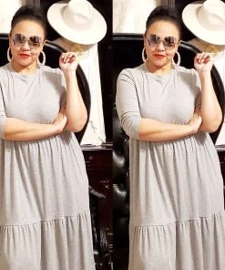 Social Butterfly Collection Grey Plus Size T-Shirt Baby Doll Style Dress 33 Social Butterfly Collection Grey Plus Size T-Shirt Baby Doll Style Dress