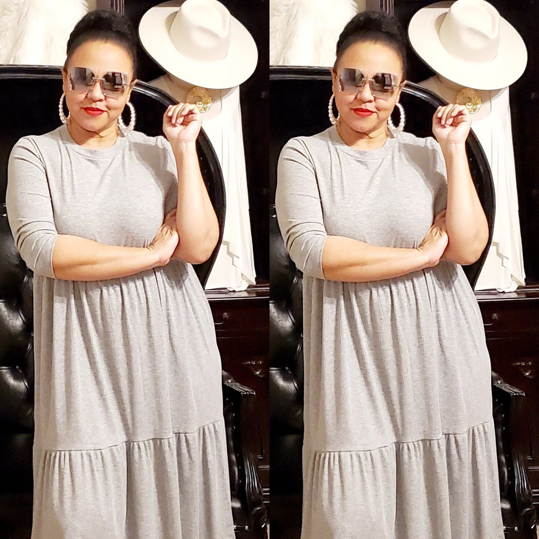 Social Butterfly Collection Grey Plus Size T-Shirt Baby Doll Style Dress 15 Social Butterfly Collection Grey Plus Size T-Shirt Baby Doll Style Dress