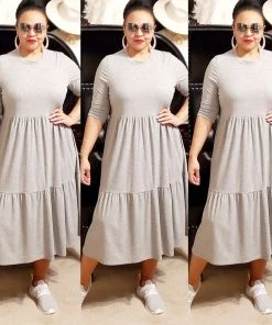Social Butterfly Collection Grey Plus Size T-Shirt Baby Doll Style Dress 29 Social Butterfly Collection Grey Plus Size T-Shirt Baby Doll Style Dress