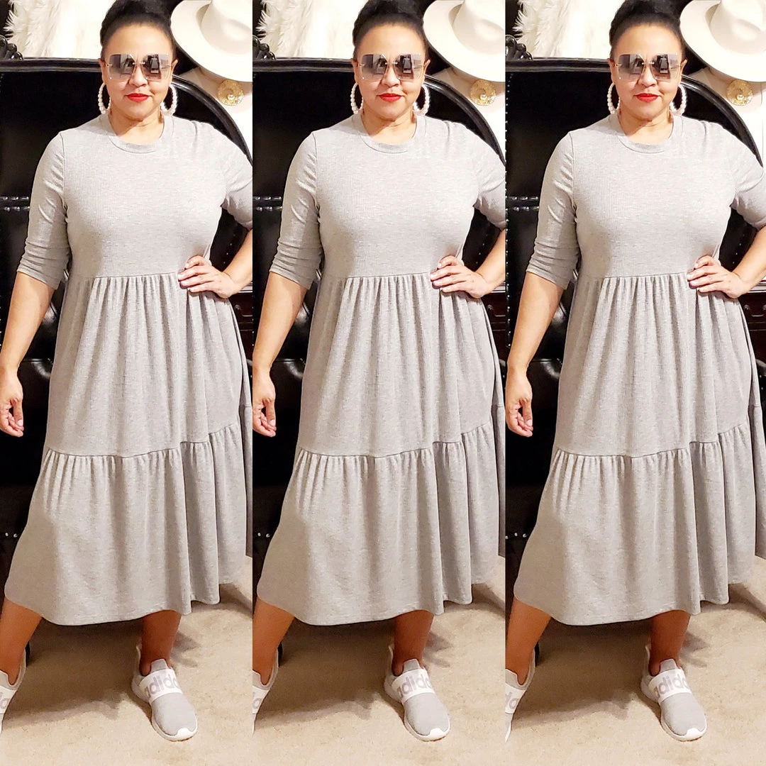 Social Butterfly Collection Grey Plus Size T-Shirt Baby Doll Style Dress 11 Social Butterfly Collection Grey Plus Size T-Shirt Baby Doll Style Dress