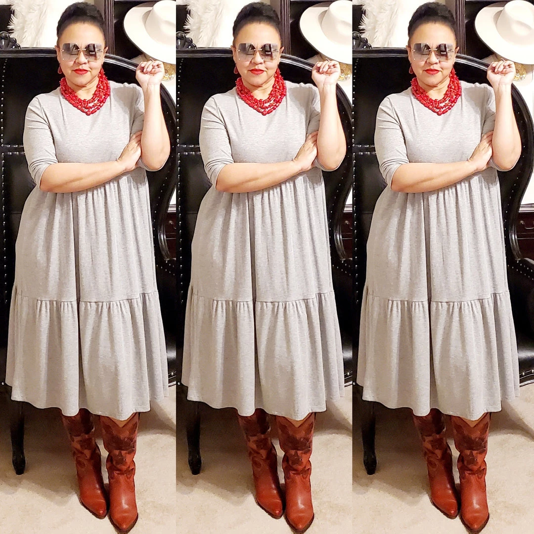 Social Butterfly Collection Grey Plus Size T-Shirt Baby Doll Style Dress 10 Social Butterfly Collection Grey Plus Size T-Shirt Baby Doll Style Dress