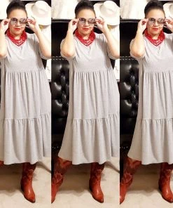 Social Butterfly Collection Grey Plus Size T-Shirt Baby Doll Style Dress 24 Social Butterfly Collection Grey Plus Size T-Shirt Baby Doll Style Dress