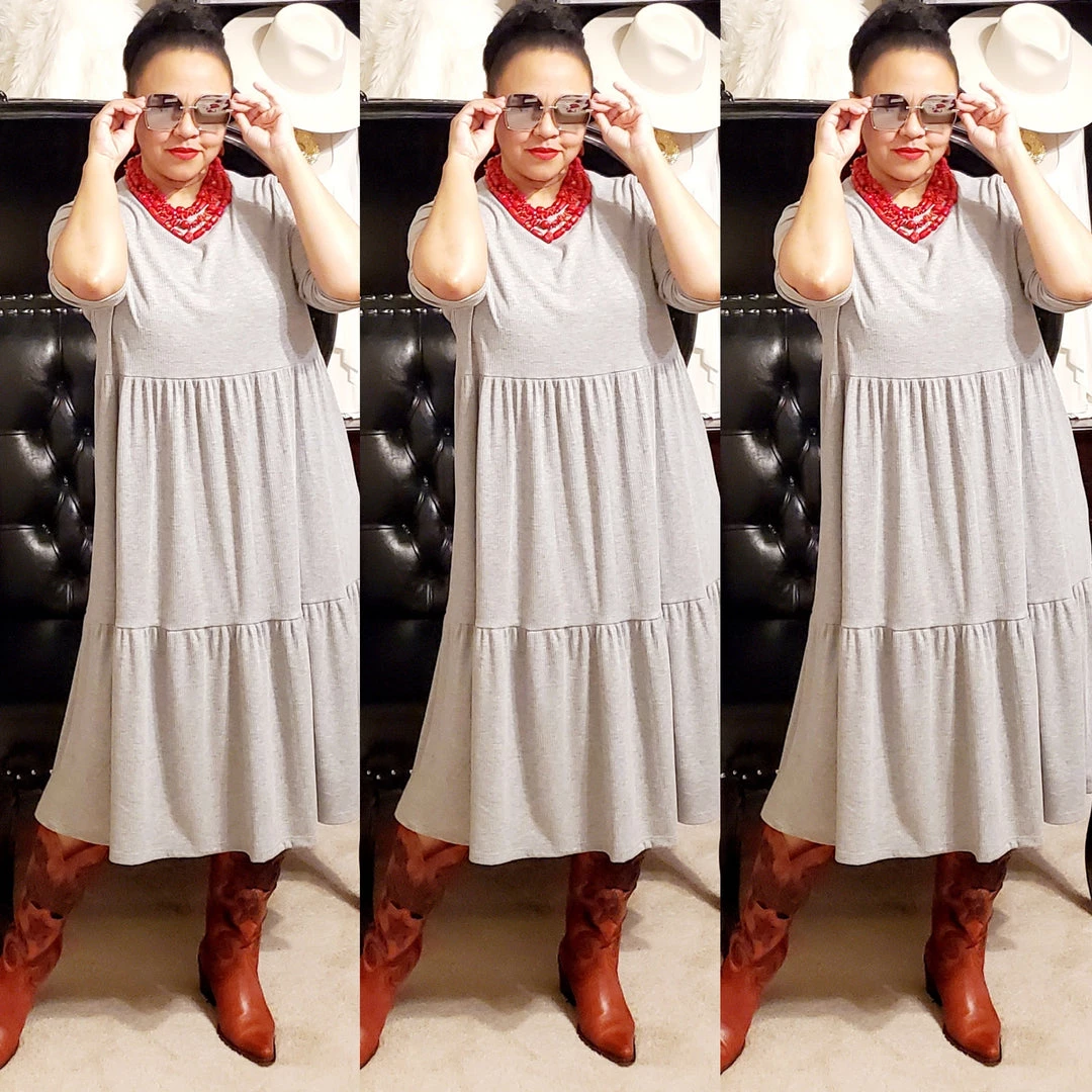 Social Butterfly Collection Grey Plus Size T-Shirt Baby Doll Style Dress 6 Social Butterfly Collection Grey Plus Size T-Shirt Baby Doll Style Dress