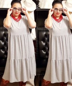 Social Butterfly Collection Grey Plus Size T-Shirt Baby Doll Style Dress 32 Social Butterfly Collection Grey Plus Size T-Shirt Baby Doll Style Dress