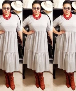 Social Butterfly Collection Grey Plus Size T-Shirt Baby Doll Style Dress 36 Social Butterfly Collection Grey Plus Size T-Shirt Baby Doll Style Dress