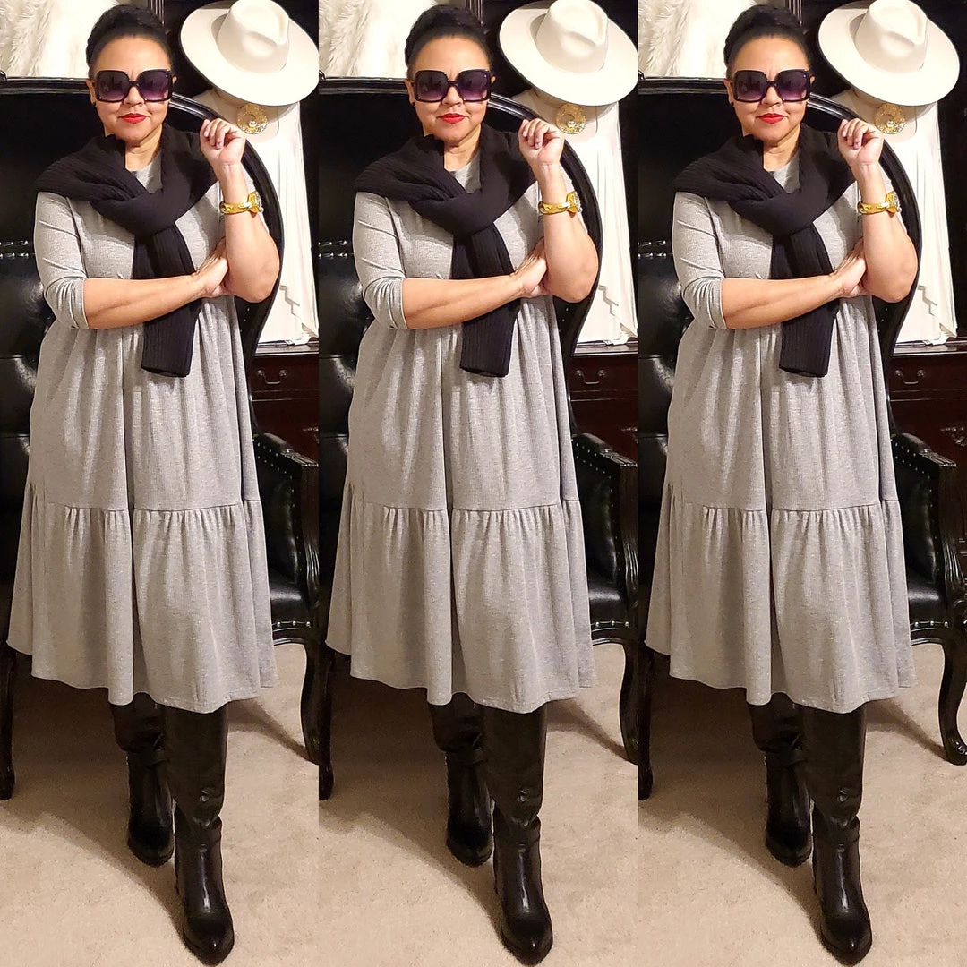 Social Butterfly Collection Grey Plus Size T-Shirt Baby Doll Style Dress 4 Social Butterfly Collection Grey Plus Size T-Shirt Baby Doll Style Dress