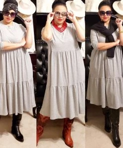 Social Butterfly Collection Grey Plus Size T-Shirt Baby Doll Style Dress 23 Social Butterfly Collection Grey Plus Size T-Shirt Baby Doll Style Dress
