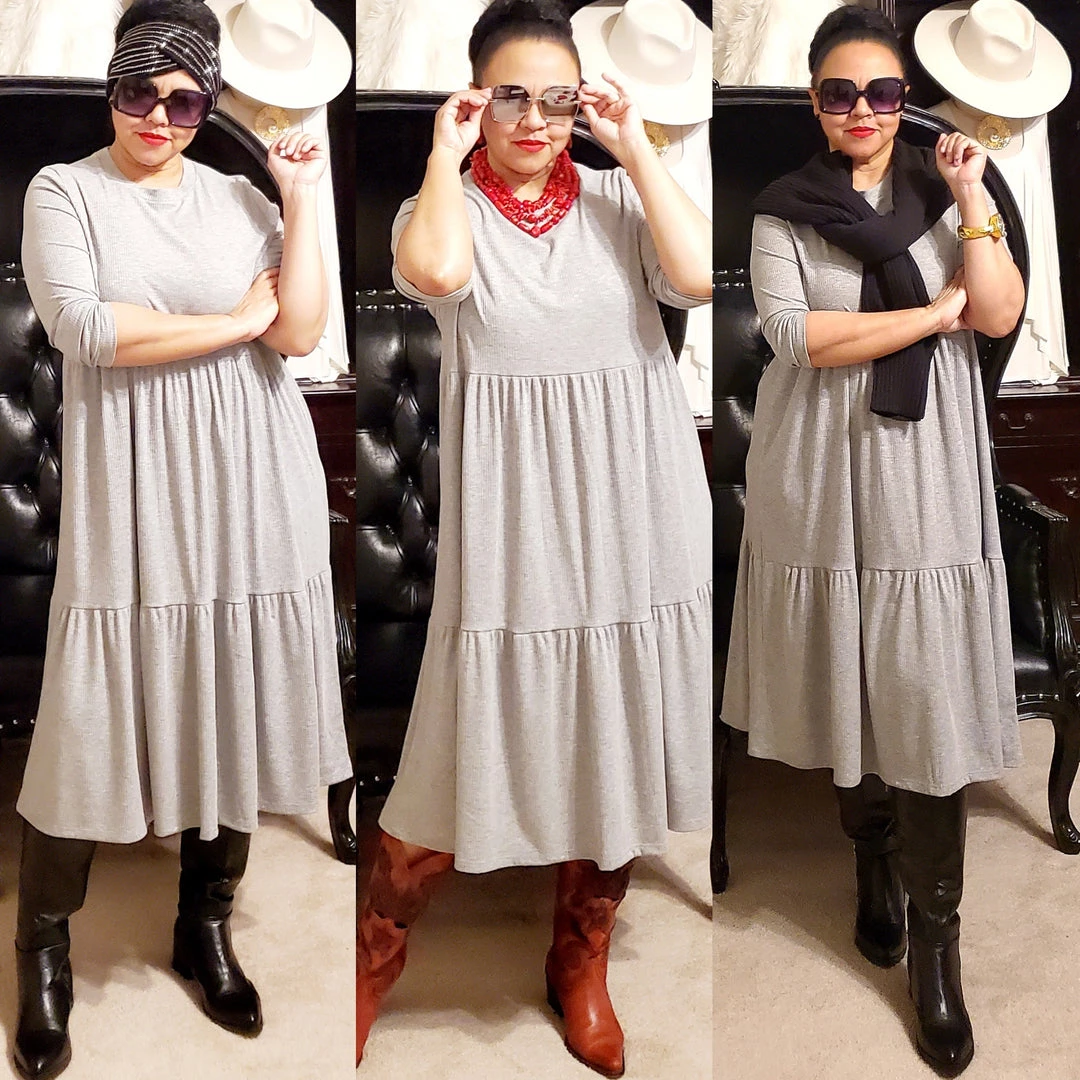 Social Butterfly Collection Grey Plus Size T-Shirt Baby Doll Style Dress 5 Social Butterfly Collection Grey Plus Size T-Shirt Baby Doll Style Dress