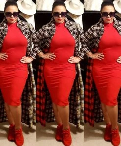 Social Butterfly Collection Plaid Check Multi Color Duster Dress