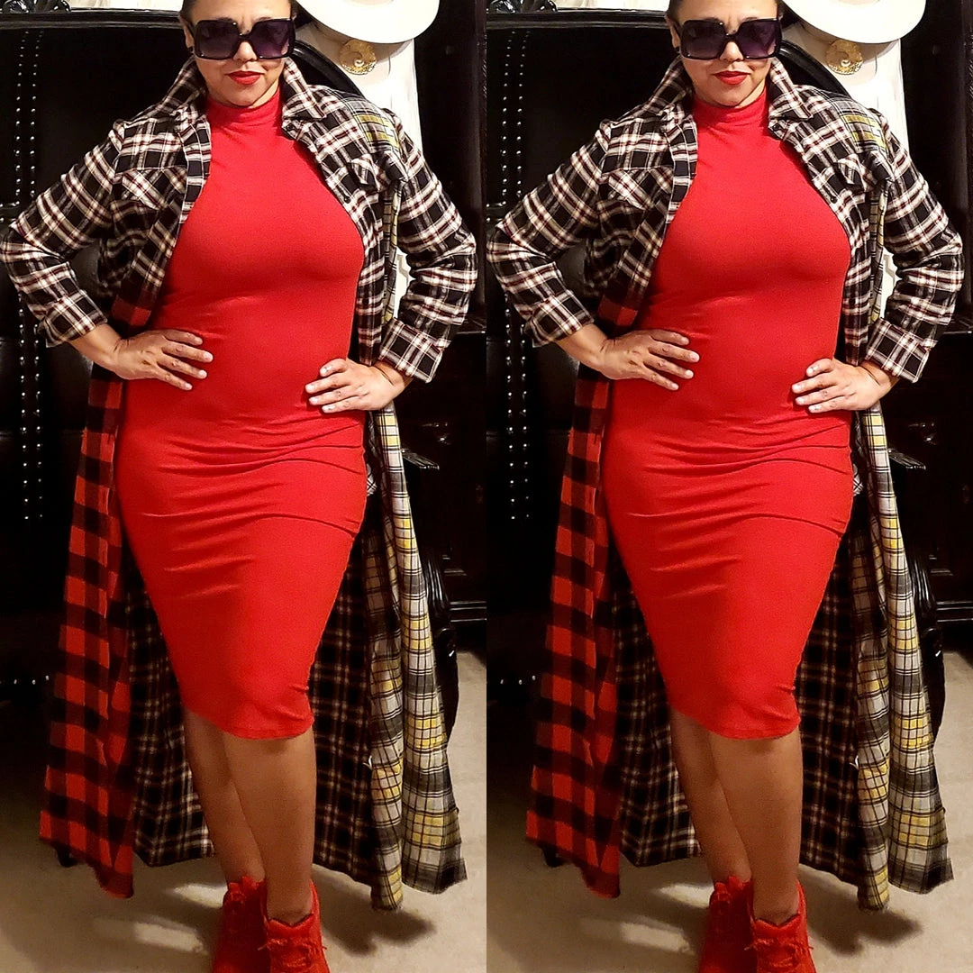 Social Butterfly Collection Plaid Check Multi Color Duster Dress 6 Social Butterfly Collection Plaid Check Multi Color Duster Dress