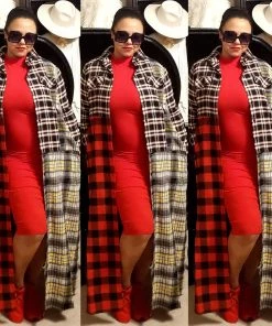 Social Butterfly Collection Plaid Check Multi Color Duster Dress 38 Social Butterfly Collection Plaid Check Multi Color Duster Dress