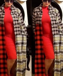 Social Butterfly Collection Plaid Check Multi Color Duster Dress 46 Social Butterfly Collection Plaid Check Multi Color Duster Dress