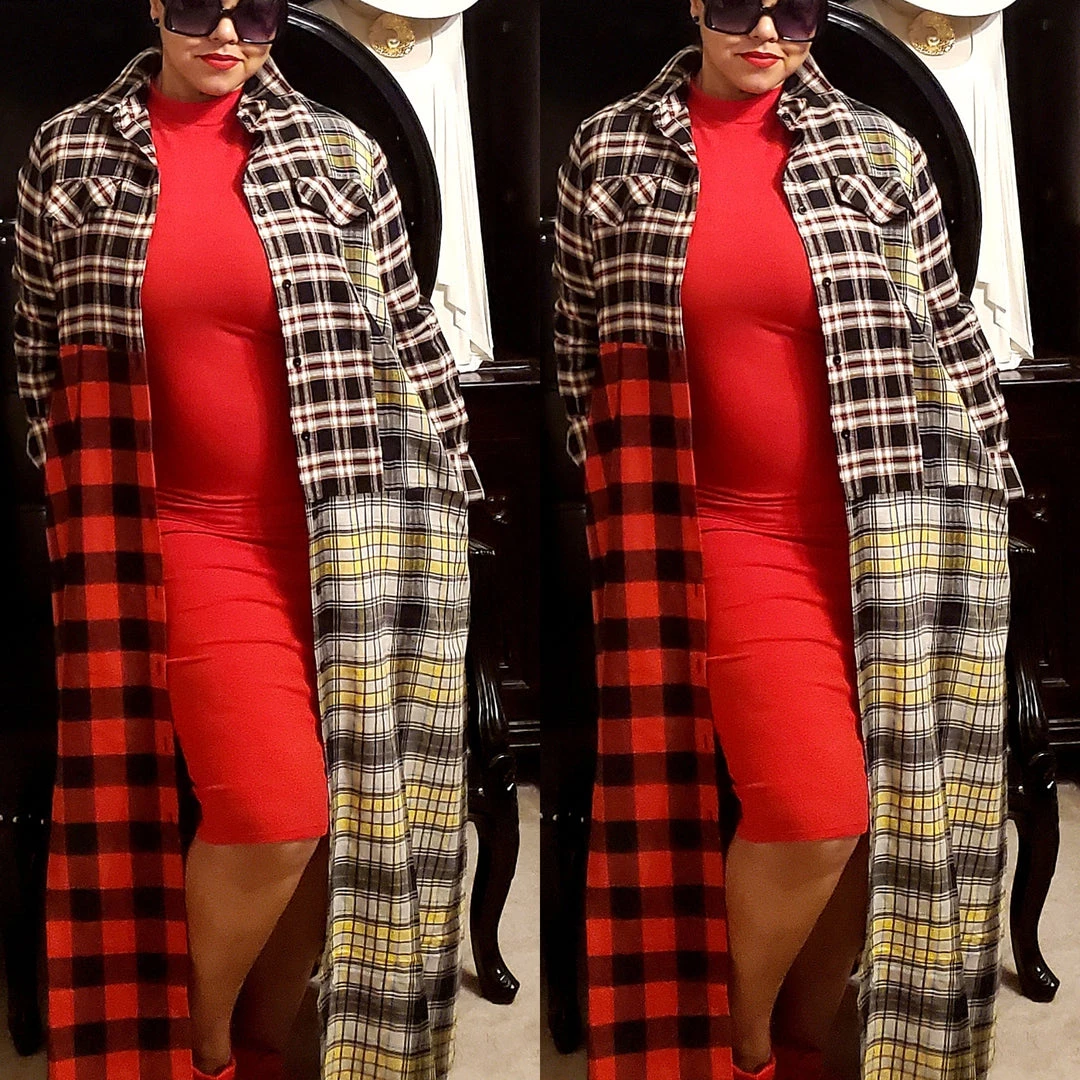 Social Butterfly Collection Plaid Check Multi Color Duster Dress 13 Social Butterfly Collection Plaid Check Multi Color Duster Dress