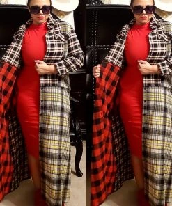 Social Butterfly Collection Plaid Check Multi Color Duster Dress 50 Social Butterfly Collection Plaid Check Multi Color Duster Dress