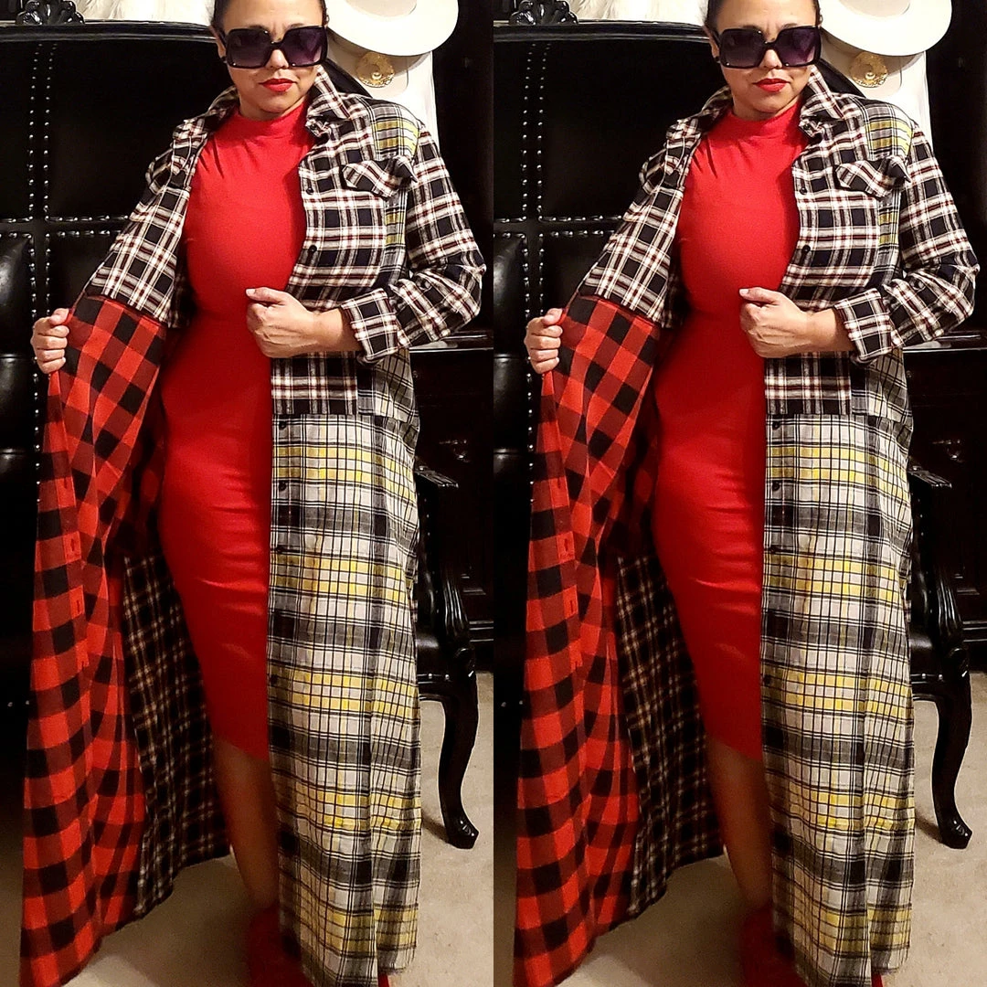 Social Butterfly Collection Plaid Check Multi Color Duster Dress 17 Social Butterfly Collection Plaid Check Multi Color Duster Dress