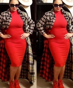 Social Butterfly Collection Plaid Check Multi Color Duster Dress 42 Social Butterfly Collection Plaid Check Multi Color Duster Dress