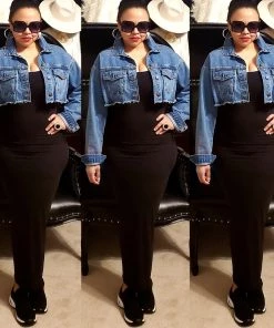 Social Butterfly Collection Distressed Plus Size Denim Cropped Jacket