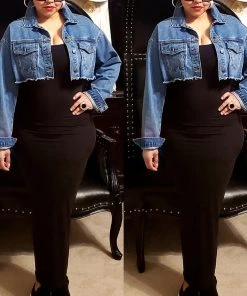 Social Butterfly Collection Distressed Plus Size Denim Cropped Jacket