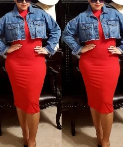 Social Butterfly Collection Distressed Denim Plus Size Cropped Jacket