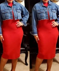 Social Butterfly Collection Distressed Denim Plus Size Cropped Jacket