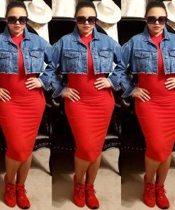 Social Butterfly Collection Distressed Plus Size Denim Cropped Jacket