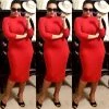Social Butterfly Collection Plus Sizes Red Mock Neck Fitted Knee Length Dress