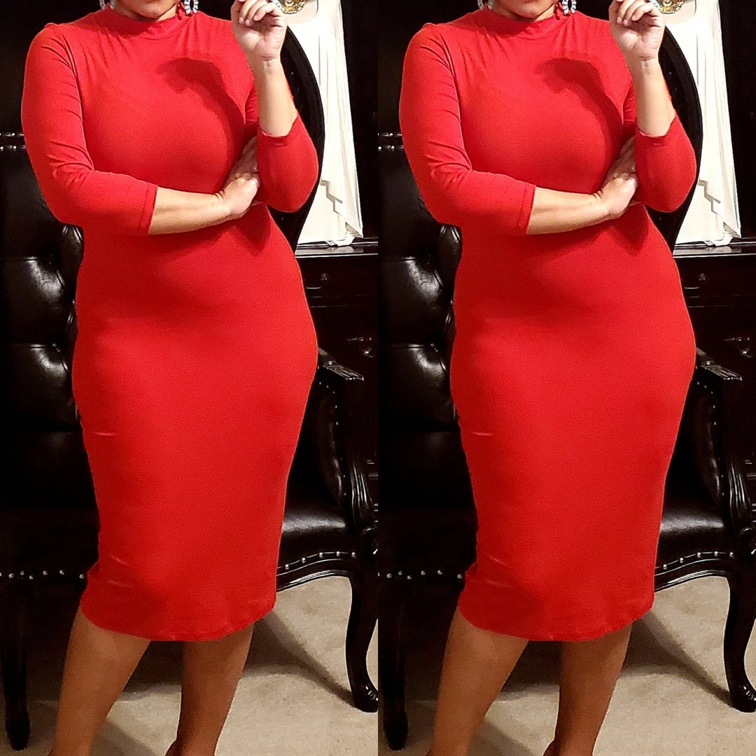 Social Butterfly Collection Plus Sizes Red Mock Neck Fitted Knee Length Dress 12 Social Butterfly Collection Plus Sizes Red Mock Neck Fitted Knee Length Dress