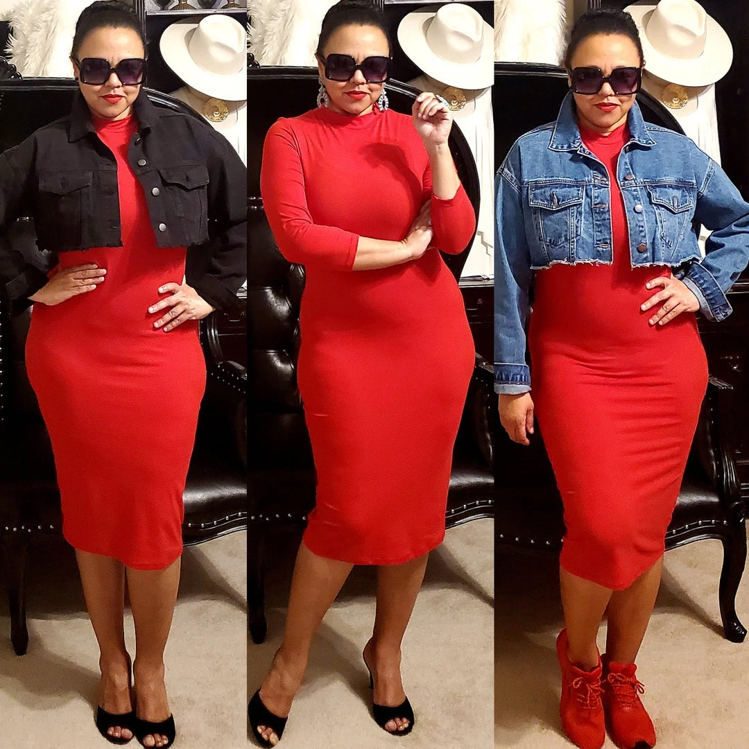 Social Butterfly Collection Plus Sizes Red Mock Neck Fitted Knee Length Dress 11 Social Butterfly Collection Plus Sizes Red Mock Neck Fitted Knee Length Dress