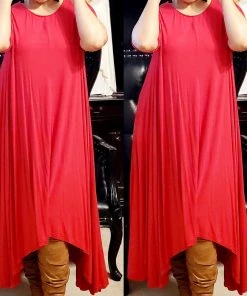Social Butterfly Collection Sale Really Red Handkerchief Maxi Dress