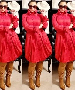 Social Butterfly Collection Regal Red Modern Day Coat Dress