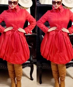 Social Butterfly Collection Regal Red Modern Day Coat Dress
