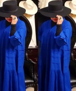 Social Butterfly Collection Plus Size Royal Blue Boho Style Below The Knee Dress Sale