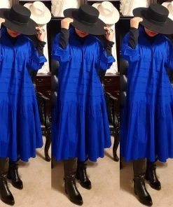 Social Butterfly Collection Plus Size Royal Blue Boho Style Below The Knee Dress Sale