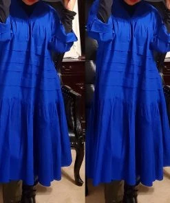 Social Butterfly Collection Plus Size Royal Blue Boho Style Below The Knee Dress Sale