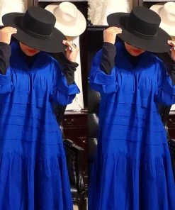 Social Butterfly Collection Plus Size Royal Blue Boho Style Below The Knee Dress Sale