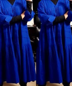 Social Butterfly Collection Plus Size Royal Blue Boho Style Below The Knee Dress Sale