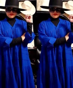 Social Butterfly Collection Plus Size Royal Blue Boho Style Below The Knee Dress Sale