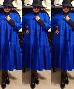 Social Butterfly Collection Plus Size Royal Blue Boho Style Below The Knee Dress Sale