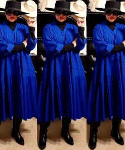 Social Butterfly Collection Plus Size Royal Blue Boho Style Below The Knee Dress Sale
