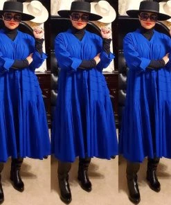 Social Butterfly Collection Plus Size Royal Blue Boho Style Below The Knee Dress Sale
