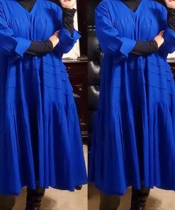 Social Butterfly Collection Plus Size Royal Blue Boho Style Below The Knee Dress Sale