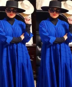 Social Butterfly Collection Plus Size Royal Blue Boho Style Below The Knee Dress Sale