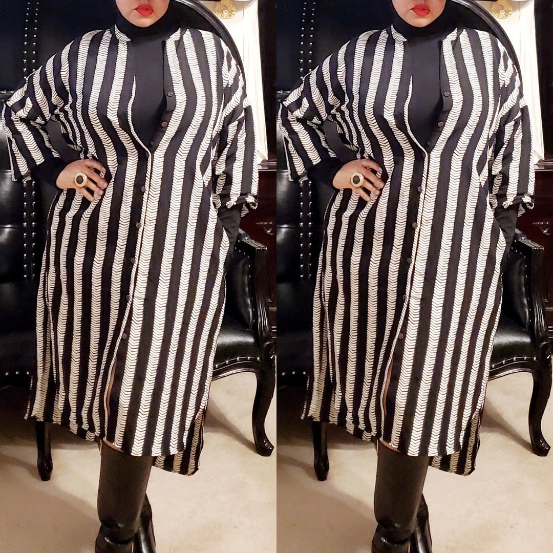 Social Butterfly Collection Black Ivory Striped Print Button Down High Low Dress Top 12 Social Butterfly Collection Black Ivory Striped Print Button Down High Low Dress Top