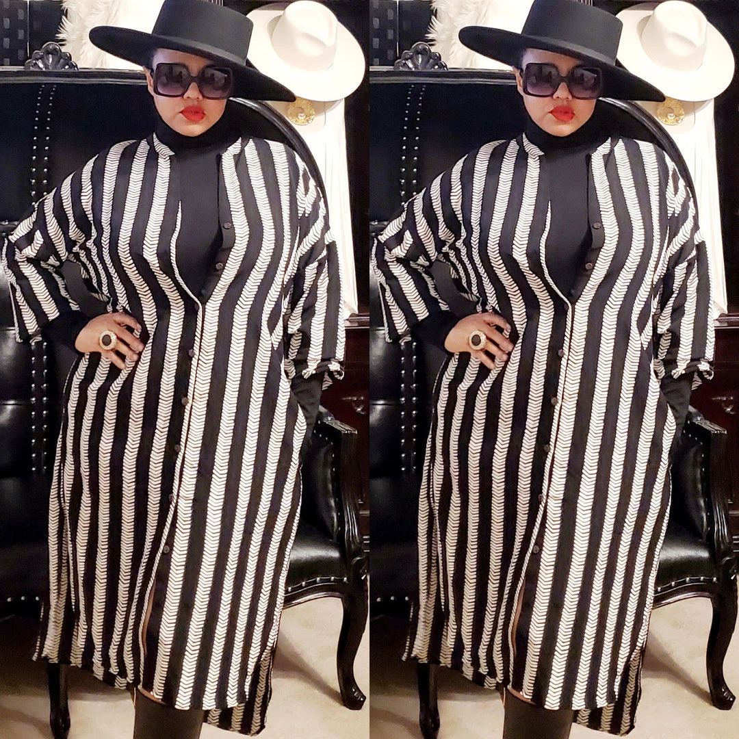 Social Butterfly Collection Black Ivory Striped Print Button Down High Low Dress Top 13 Social Butterfly Collection Black Ivory Striped Print Button Down High Low Dress Top