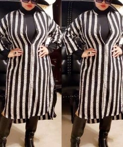 Social Butterfly Collection Black Ivory Striped Print Button Down High Low Dress Top 22 Social Butterfly Collection Black Ivory Striped Print Button Down High Low Dress Top