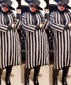 Social Butterfly Collection Black Ivory Striped Print Button Down High Low Dress Top 17 Social Butterfly Collection Black Ivory Striped Print Button Down High Low Dress Top