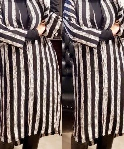 Social Butterfly Collection Black Ivory Striped Print Button Down High Low Dress Top 21 Social Butterfly Collection Black Ivory Striped Print Button Down High Low Dress Top