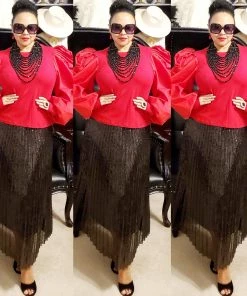 Social Butterfly Collection Sheer Pleated Black Sequin Skirt Sale